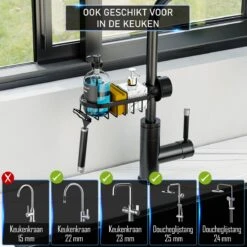 Nolad® - Doucherek Hangend - Doucherek Zonder Boren - Keukenrek - Gootsteen Organizer - Badkamer Accessoires - Zwart -Badkamer Kast Winkel 1200x1200 297