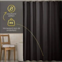 HGMD Douchegordijn 120x200 - Zwart - Wasbaar - Douchegordijn Anti Schimmel 14 HGMD Douchegordijn 120x200 - Zwart - Wasbaar - Douchegordijn Anti Schimmel -Badkamer Kast Winkel 1200x1200 2979