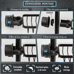 Nolad® - Doucherek Hangend - Doucherek Zonder Boren - Keukenrek - Gootsteen Organizer - Badkamer Accessoires - Zwart -Badkamer Kast Winkel 1200x1200 298