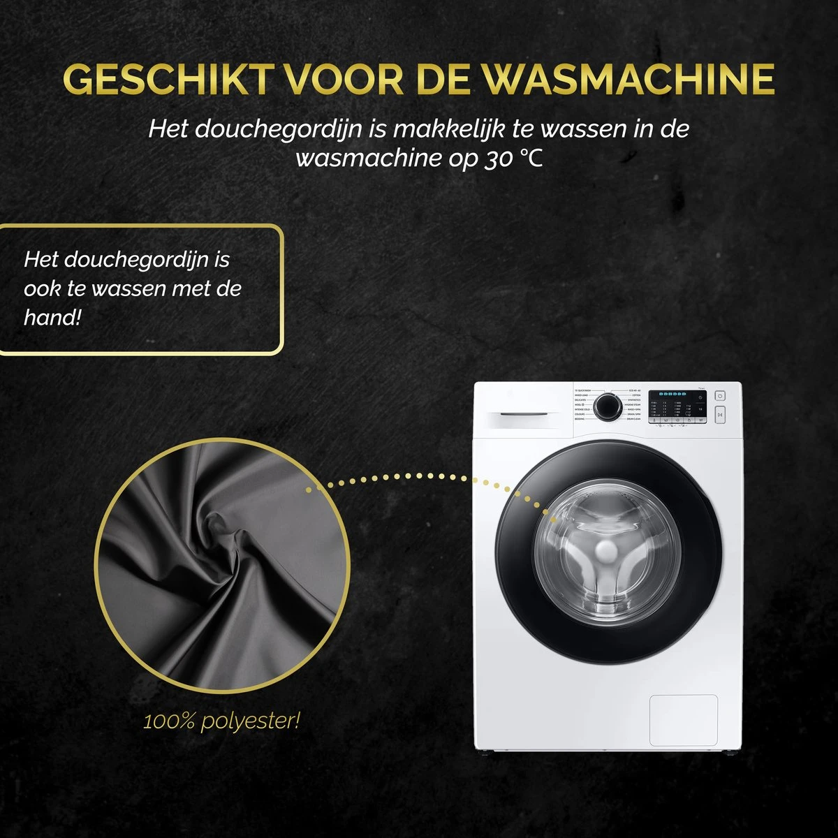 HGMD Douchegordijn 120x200 - Zwart - Wasbaar - Douchegordijn Anti Schimmel 8 HGMD Douchegordijn 120x200 - Zwart - Wasbaar - Douchegordijn Anti Schimmel - Afbeelding 8