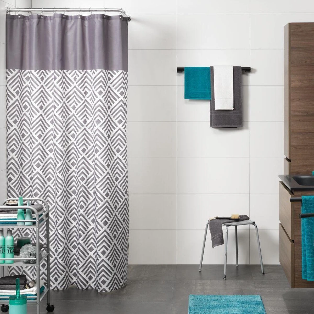 Sealskin Angoli Douchegordijn 180x200 Cm - Polyester - Grijs 2 Sealskin Angoli Douchegordijn 180x200 Cm - Polyester - Grijs - Afbeelding 2