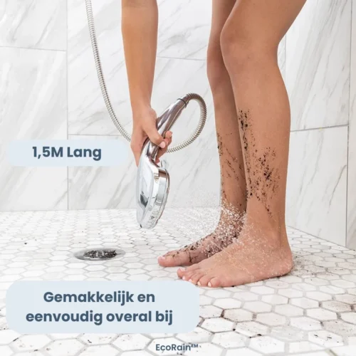EcoRain – Universele Doucheslang 1.5 Meter – 150 Cm – Anti Lek – G ½ 1/2" - Draaiaansluiting – Waterkraan Slang - Chroom -Badkamer Kast Winkel 1200x1200 3050
