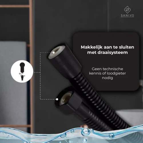 Doucheslang 150 Cm Chroom Zwart – Metaal – Anti-knik – Draaiaansluiting -Badkamer Kast Winkel 1200x1200 3059