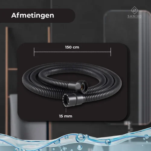 Doucheslang 150 Cm Chroom Zwart – Metaal – Anti-knik – Draaiaansluiting -Badkamer Kast Winkel 1200x1200 3060