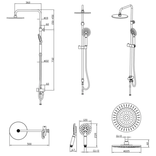 Tiger Tyne Doucheset - Regendouche Ø 22,5 Cm - Handdouche Ø 12 Cm - 3 Standen - Mat Zwart 27 Tiger Tyne Doucheset - Regendouche Ø 22,5 Cm - Handdouche Ø 12 Cm - 3 Standen - Mat Zwart -Badkamer Kast Winkel 1200x1200 3121