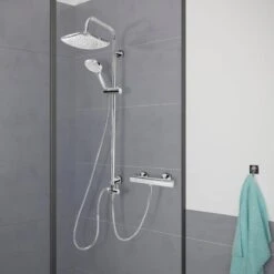 Cornat® SQUARE NEO - Roestvrij Staal Doucheset – Industrieel - Hoofd- En Handdouche - Douchesysteem - Waterbesparend – Reno Functie -Badkamer Kast Winkel 1200x1200 3134