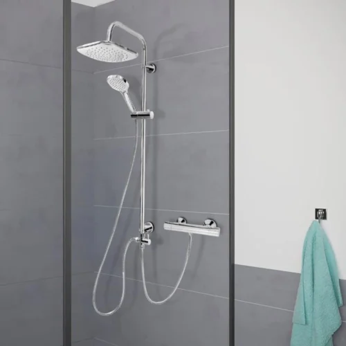 Cornat® SQUARE NEO - Roestvrij Staal Doucheset – Industrieel - Hoofd- En Handdouche - Douchesysteem - Waterbesparend – Reno Functie -Badkamer Kast Winkel 1200x1200 3134