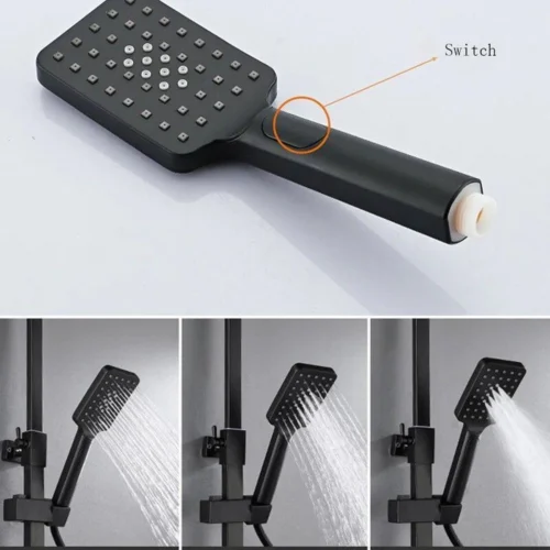 Merkloos Compleet Douchesysteem | ABS Doucheset | Mat Zwarte Hoofddouche En Handdouche | Vierkante Regendouche Voor Badkamer | Verstelbaar | Temperatuur Display | 360° Draaibaar 9 Merkloos Compleet Douchesysteem | ABS Doucheset | Mat Zwarte Hoofddouche En Handdouche | Vierkante Regendouche Voor Badkamer | Verstelbaar | Temperatuur Display | 360° Draaibaar -Badkamer Kast Winkel 1200x1200 3162