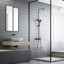 LOMAZOO Regendouche Met Thermostaatkraan - Doucheset Zwart - Regendoucheset - Zwart [COOPER] -Badkamer Kast Winkel 1200x1200 3164