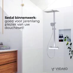 Viidako Kimii Doucheset Opbouw Compleet – Chroom – Vierkant - Sedal Binnenwerk -Thermostaatkraan – Zeer Goede Kwaliteit – RVS, ABS En Messing – Design -Badkamer Kast Winkel 1200x1200 3168