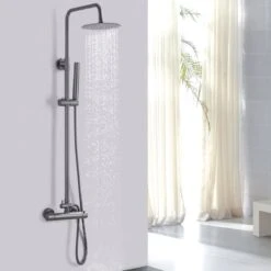 LOMAZOO Regendouche Met Thermostaatkraan - Douche Badkamer - Gun Metal / Antraciet [LYNN] -Badkamer Kast Winkel 1200x1200 3171