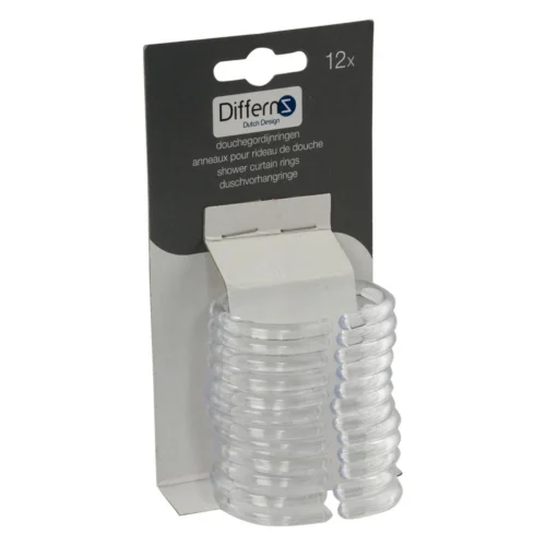 Differnz Douchegordijnringen - Transparant - Kunststof - 6 X 4 Cm - 12 Stuks -Badkamer Kast Winkel 1200x1200 3227