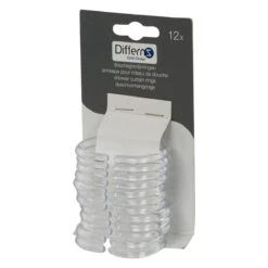 Differnz Douchegordijnringen - Transparant - Kunststof - 6 X 4 Cm - 12 Stuks -Badkamer Kast Winkel 1200x1200 3228