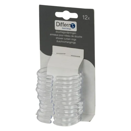 Differnz Douchegordijnringen - Transparant - Kunststof - 6 X 4 Cm - 12 Stuks -Badkamer Kast Winkel 1200x1200 3228