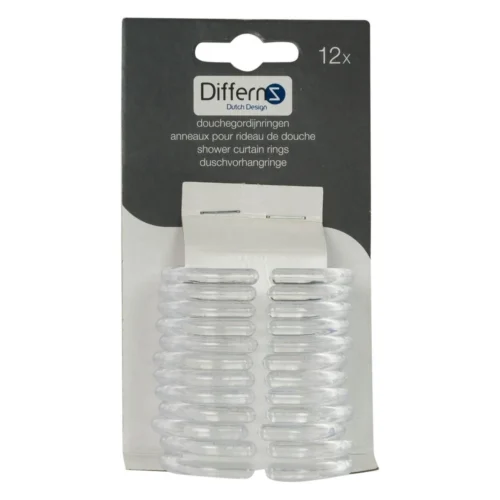 Differnz Douchegordijnringen - Transparant - Kunststof - 6 X 4 Cm - 12 Stuks -Badkamer Kast Winkel 1200x1200 3229