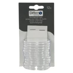 Differnz Douchegordijnringen - Transparant - Kunststof - 6 X 4 Cm - 12 Stuks -Badkamer Kast Winkel 1200x1200 3230