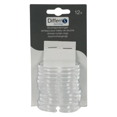 Differnz Douchegordijnringen - Transparant - Kunststof - 6 X 4 Cm - 12 Stuks -Badkamer Kast Winkel 1200x1200 3230