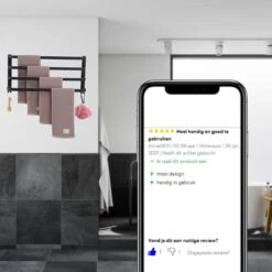 Merkloos Handdoekrek 4-armig | Handdoekrek Badkamer | Handdoekrek Zwart | Handdoekstang | Handdoekhouder | Handdoekenrek | Badkamer Accessoires Zwart | Inclusief Montage | Matte Zwart Collection 2022 -Badkamer Kast Winkel 1200x1200 324