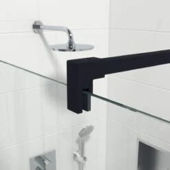 Saniclass Bellini Inloopdouche - Douchewand - 30x200cm - 8mm Veiligheidsglas - Anti Kalk - Mat Zwart -Badkamer Kast Winkel 1200x1200 3270