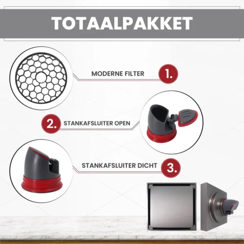 Lenga Doucheput Antraciet Vierkant - 10x10 Cm - Moderne Douche Put - Stankafsluiter - Afvoerput - Douchegoot - Doucherooster - Douchedrain -Badkamer Kast Winkel 1200x1200 3329