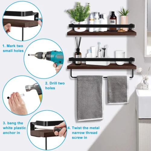 Zwevende Wandplank - 2 Stuks - 40cm - Handdoekhouder En 8 Haakjes - Badkamerplank Decoratieve Muur Opbergplanken Voor Badkamer Slaapkamer, Woonkamer, Keuken Plank 16 Zwevende Wandplank - 2 Stuks - 40cm - Handdoekhouder En 8 Haakjes - Badkamerplank Decoratieve Muur Opbergplanken Voor Badkamer Slaapkamer, Woonkamer, Keuken Plank -Badkamer Kast Winkel 1200x1200 3354