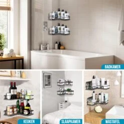 Strex Doucherek Hoekvorm - 2 Stuks - Bevestigen Zonder Boren Of Schroeven -Badkamer Kast Winkel 1200x1200 336