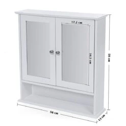 Badkamerkastje Met Twee Spiegels Als Deuren - Inclusief Open Plankje - 56x13x58cm - Wit -Badkamer Kast Winkel 1200x1200 3381