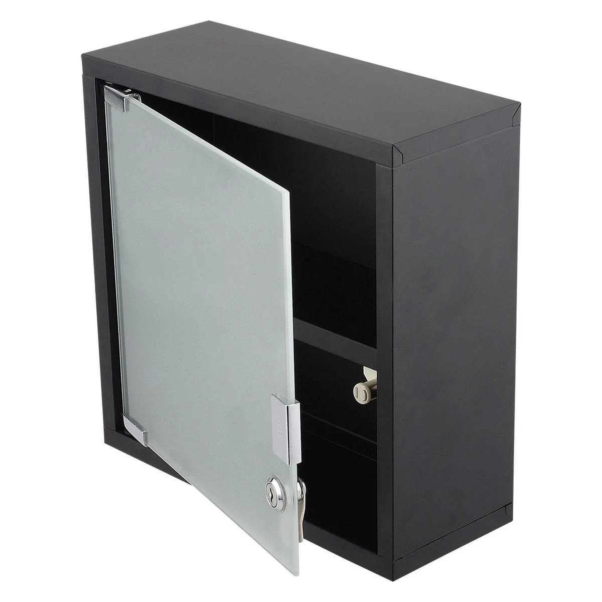 Differnz Badkamerkast Met Slot - Badkamerkastje Zwart - Medicijnkastje - 30 X 30 X 12 Cm Opbergkast - Kubuskast 3 Differnz Badkamerkast Met Slot - Badkamerkastje Zwart - Medicijnkastje - 30 X 30 X 12 Cm Opbergkast - Kubuskast - Afbeelding 3