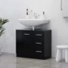 VidaXL Wastafelkast 63x30x54 Cm Spaanplaat Zwart