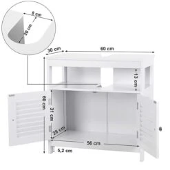 Songmics Wastafelmeubel Met 2 Deuren En Open Vak - Wit -Badkamer Kast Winkel 1200x1200 3441