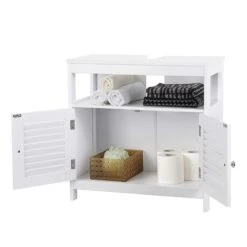 Songmics Wastafelmeubel Met 2 Deuren En Open Vak - Wit -Badkamer Kast Winkel 1200x1200 3442