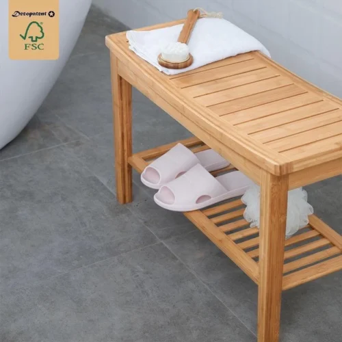 Merkloos Decopatent® Stevig Badkamerbankje - Handig Als Badkamerkruk - Bamboe Hout -Badkamer Kast Winkel 1200x1200 3447