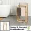 Merkloos Decopatent® Handdoekrek - Vrijstaand Handdoekenrek Voor In Badkamer - Handdoekrek - Bamboe Hout - Handdoek - Droogrek Met 3 Armen
