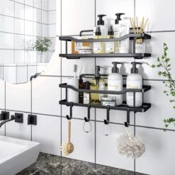 Merkloos RVS Doucherek - Badkamerrekken - Badkamerrek Zonder Boren - Shower Rack - Zelfklevend Doucherek - Doucherek Zonder Boren - Badkamer Accessoires - 2 Stuks -Badkamer Kast Winkel 1200x1200 3478