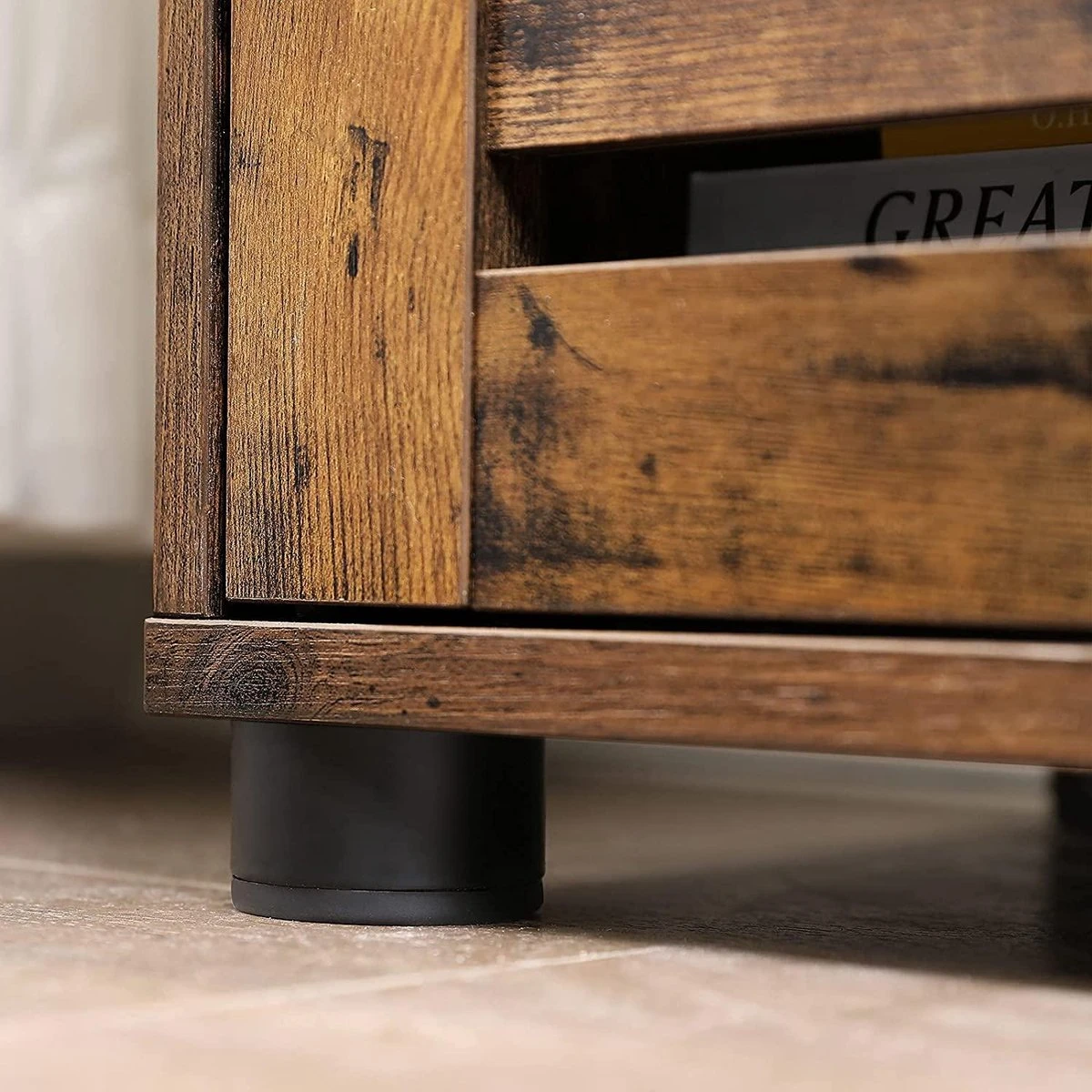 Nancy's Gaboury Badkamermeubel - Wastafelonderkast - Uitsparing - Open Vak - Openslaande Deuren - Industrieel - Bruin - Zwart - Bewerkt Hout - 60 X 30 X 63 Cm 2 Nancy's Gaboury Badkamermeubel - Wastafelonderkast - Uitsparing - Open Vak - Openslaande Deuren - Industrieel - Bruin - Zwart - Bewerkt Hout - 60 X 30 X 63 Cm - Afbeelding 2