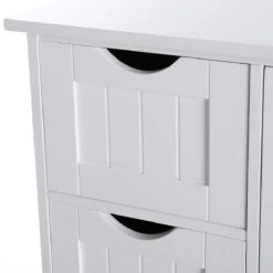 Badkamer Kolom Kast Met 4 Lades En Kastje - Verstelbaar Binnenin - 55x30x81cm - MDF - Wit -Badkamer Kast Winkel 1200x1200 3524