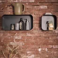 Sealskin Brix - Wandkubus Wandelement Wandrek - 12x24x24 Cm - Metaal - Zwart -Badkamer Kast Winkel 1200x1200 3533