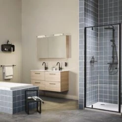 Sealskin Brix - Wandkubus Wandelement Wandrek - 12x50x24 Cm - Metaal - Zwart -Badkamer Kast Winkel 1200x1200 3538