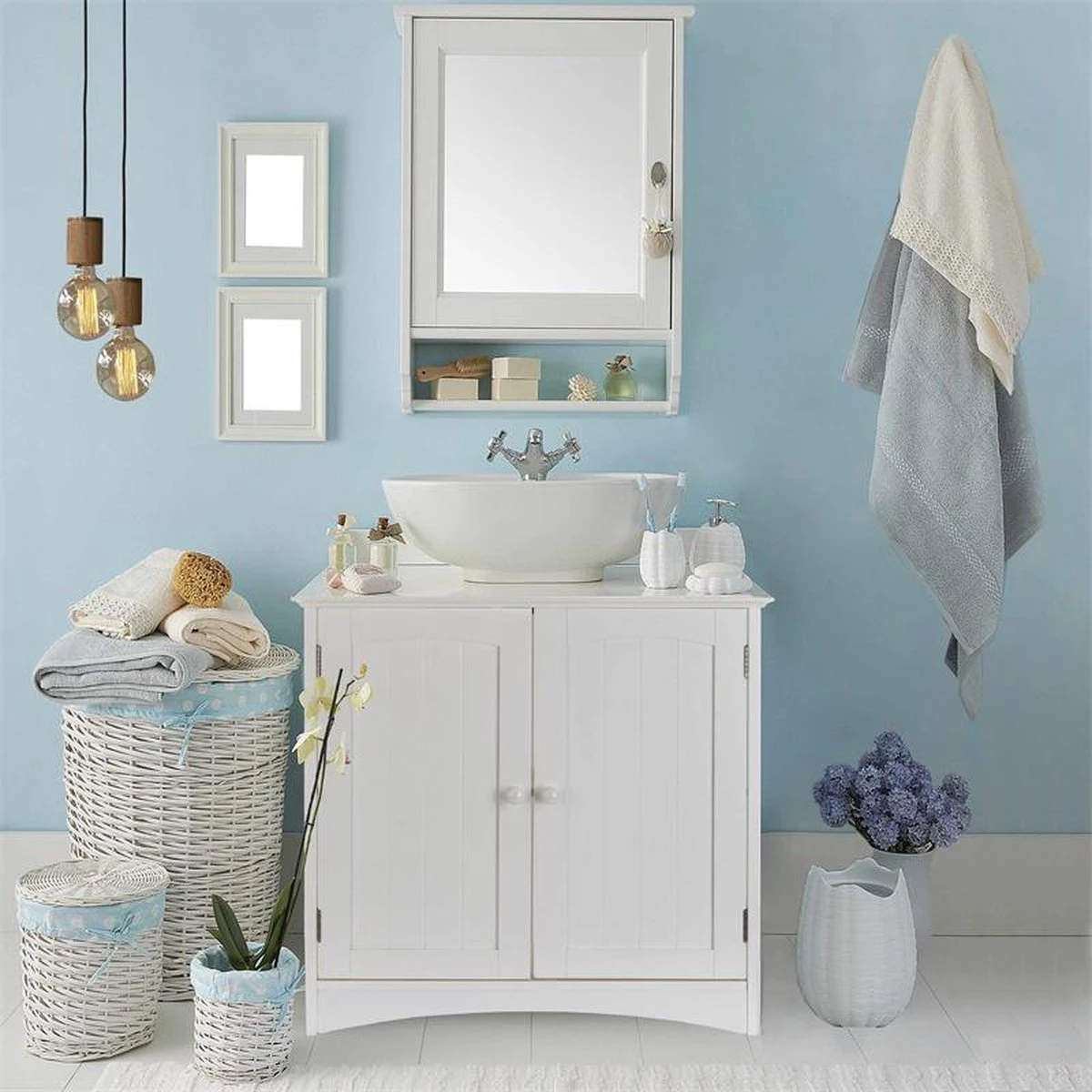 Wastafelkast - Badkamermeubel Met Uitsparing - 60 X 60 X 30 Cm - Wit - Badkamerkast 6 Wastafelkast - Badkamermeubel Met Uitsparing - 60 X 60 X 30 Cm - Wit - Badkamerkast - Afbeelding 6