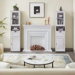 Badkamerkast, Hoge Kast, Open Vak, Glazen Deur, Smalle Badkamermeubels, Badkamermeubels Met Voeten, In Hoogte Verstelbare Planken, 40 X 30 X 165 Cm, Lichtgrijs Met Houtnerf 12 Badkamerkast, Hoge Kast, Open Vak, Glazen Deur, Smalle Badkamermeubels, Badkamermeubels Met Voeten, In Hoogte Verstelbare Planken, 40 X 30 X 165 Cm, Lichtgrijs Met Houtnerf -Badkamer Kast Winkel 1200x1200 3600