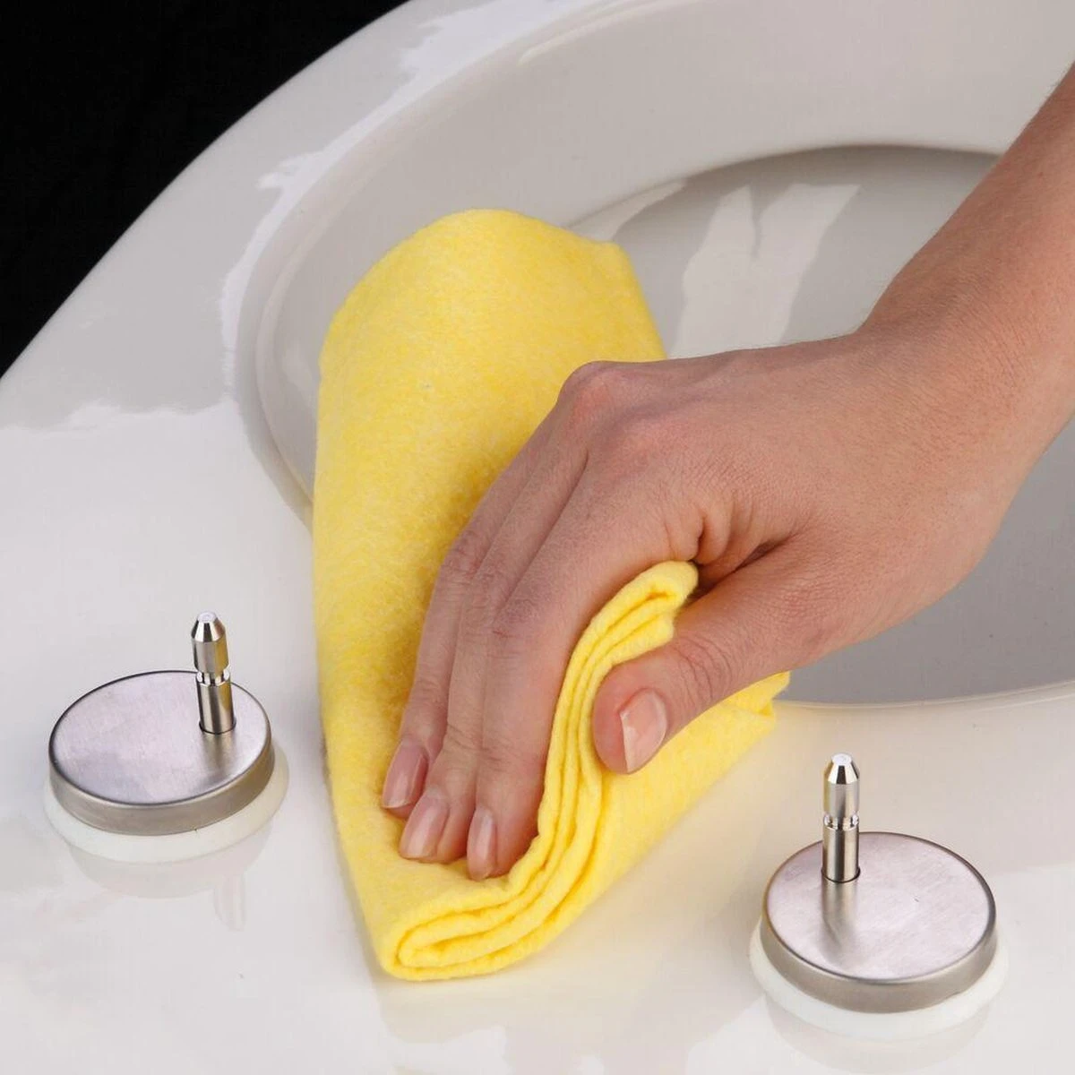 Tiger Boston - Toiletbril - WC Bril - Duroplast - Wit / RVS Geborsteld 5 Tiger Boston - Toiletbril - WC Bril - Duroplast - Wit / RVS Geborsteld - Afbeelding 5