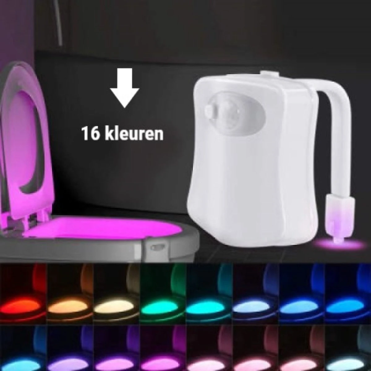 Toiletpotverlichting - Toiletpotverlichting 16 Kleuren - Toiletpot - Verlichting - Toilet Lamp - Nachtlampje Met Bewegingssensor - LED - WC - Toiletpotverlichting Met Sensor - Toiletpot Verlichting 1 Toiletpotverlichting - Toiletpotverlichting 16 Kleuren - Toiletpot - Verlichting - Toilet Lamp - Nachtlampje Met Bewegingssensor - LED - WC - Toiletpotverlichting Met Sensor - Toiletpot Verlichting