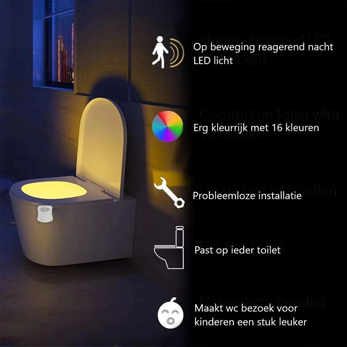 Toiletpotverlichting - Toiletpotverlichting 16 Kleuren - Toiletpot - Verlichting - Toilet Lamp - Nachtlampje Met Bewegingssensor - LED - WC - Toiletpotverlichting Met Sensor - Toiletpot Verlichting 3 Toiletpotverlichting - Toiletpotverlichting 16 Kleuren - Toiletpot - Verlichting - Toilet Lamp - Nachtlampje Met Bewegingssensor - LED - WC - Toiletpotverlichting Met Sensor - Toiletpot Verlichting - Afbeelding 3