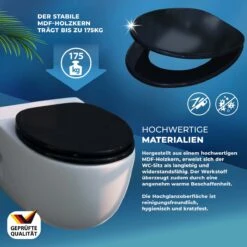 Casaria Wc-bril Met Deksel Sluitingsmechanisme Toiletzitting MDF Zwart 14 Casaria Wc-bril Met Deksel Sluitingsmechanisme Toiletzitting MDF Zwart -Badkamer Kast Winkel 1200x1200 3831