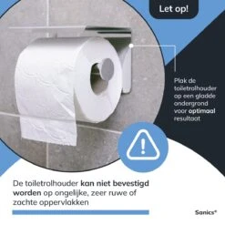 Sanics WC Rolhouder Zilver – Toiletrolhouder Zonder Boren – Met Plankje - Zelfklevend - RVS -Badkamer Kast Winkel 1200x1200 384