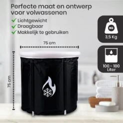 Opvouwbaar Zitbad Voor Volwassenen - Bath Bucket - Ijsbad - Inklapbaar Bad - Zwart - Opblaasbad - Inclusief Voetpomp - Inclusief Ingebouwd Zitkussen -Badkamer Kast Winkel 1200x1200 3862