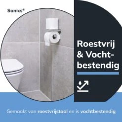 Sanics WC Rolhouder Zilver – Toiletrolhouder Zonder Boren – Met Plankje - Zelfklevend - RVS -Badkamer Kast Winkel 1200x1200 387