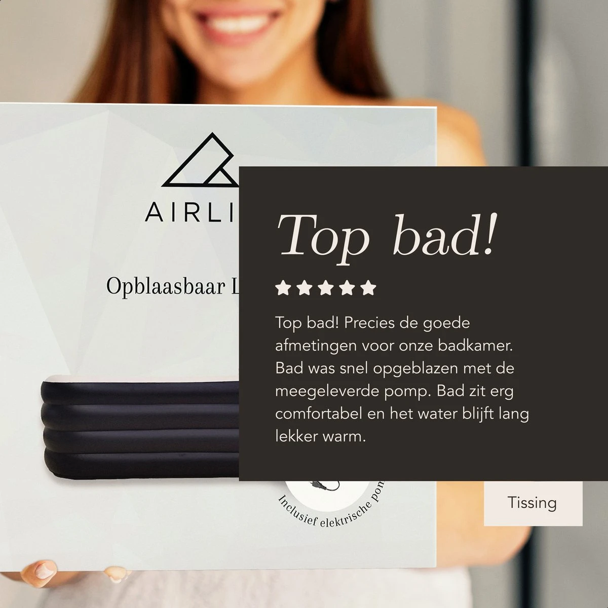 Airlie Opblaasbaar Ligbad Voor Volwassenen – Comfortabel - Opblaasbad - Zitbad - Badkuip – Bath Tub – Opvouwbaar Bad – Bath Bucket – Dubbel Hoofdkussen - Zwart - GRATIS Elektrische Pomp 8 Airlie Opblaasbaar Ligbad Voor Volwassenen – Comfortabel - Opblaasbad - Zitbad - Badkuip – Bath Tub – Opvouwbaar Bad – Bath Bucket – Dubbel Hoofdkussen - Zwart - GRATIS Elektrische Pomp - Afbeelding 8