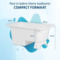 Saqu Zitbad - Mobiel Bad - 103x65cm - Wit - Incl Bijbehorende Poot En Zonder Afvoer -Badkamer Kast Winkel 1200x1200 4000