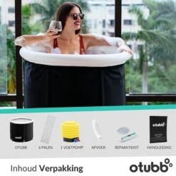 Zitbad | Opblaasbaar Zitbad Voor Volwassenen Van OTUBB | Ofuro | Opvouwbare Badkuip | Inklapbaar | Rond | IJsbad | Zwart | Bath Bucket -Badkamer Kast Winkel 1200x1200 4023